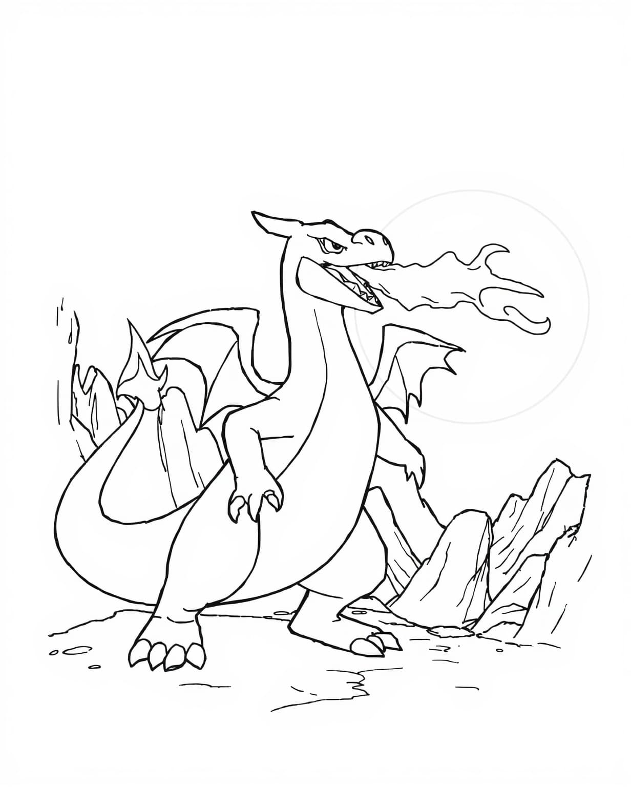 Charizard Breathing Fire Coloring Page