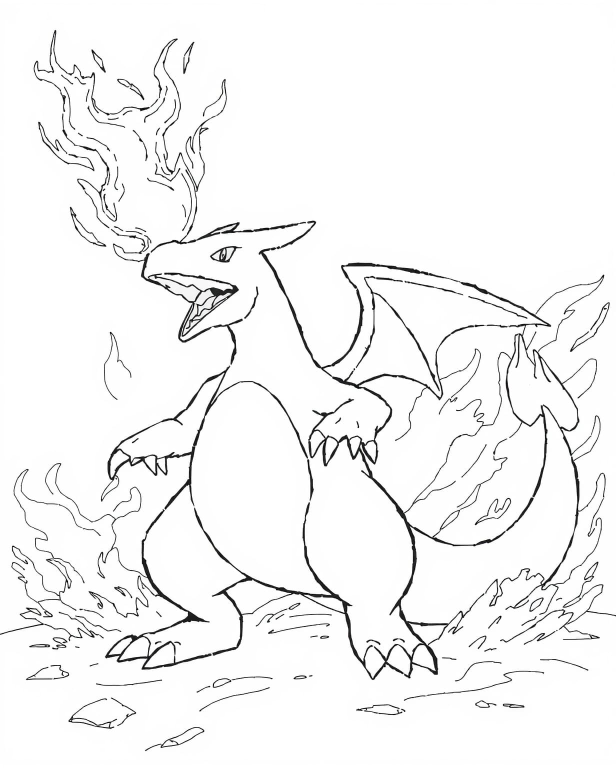 Charizard in Battle Stance Coloring Page