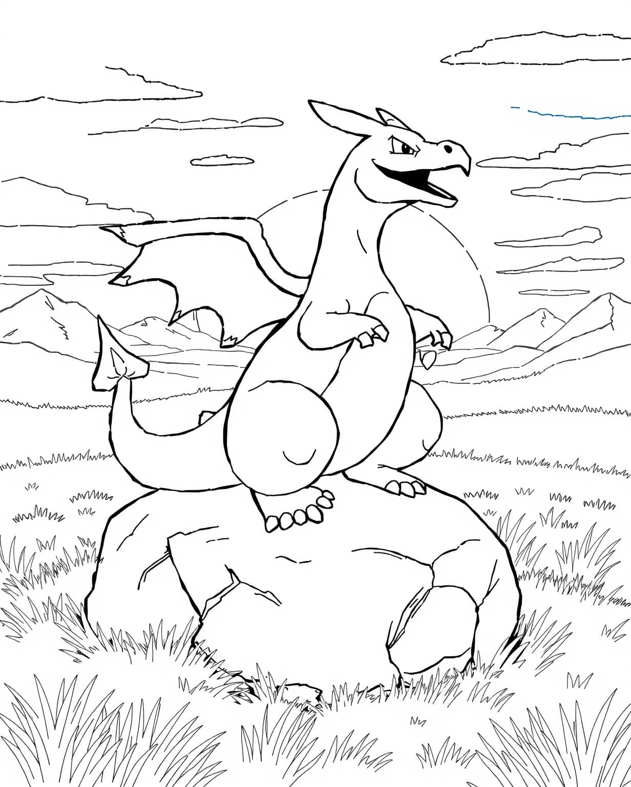 Charizard Resting After a Battle Coloring Page