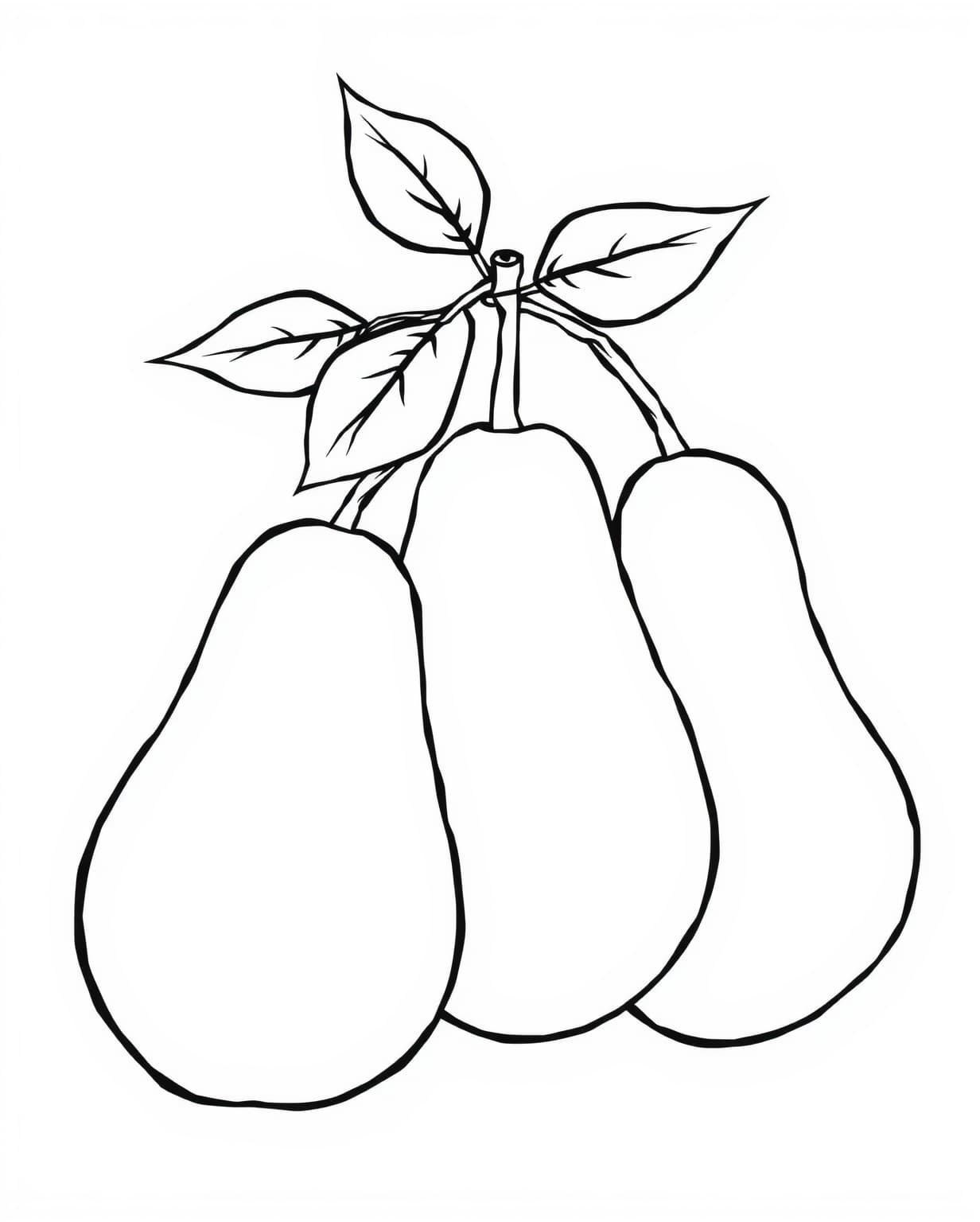 Charming Pear Trio Coloring Page