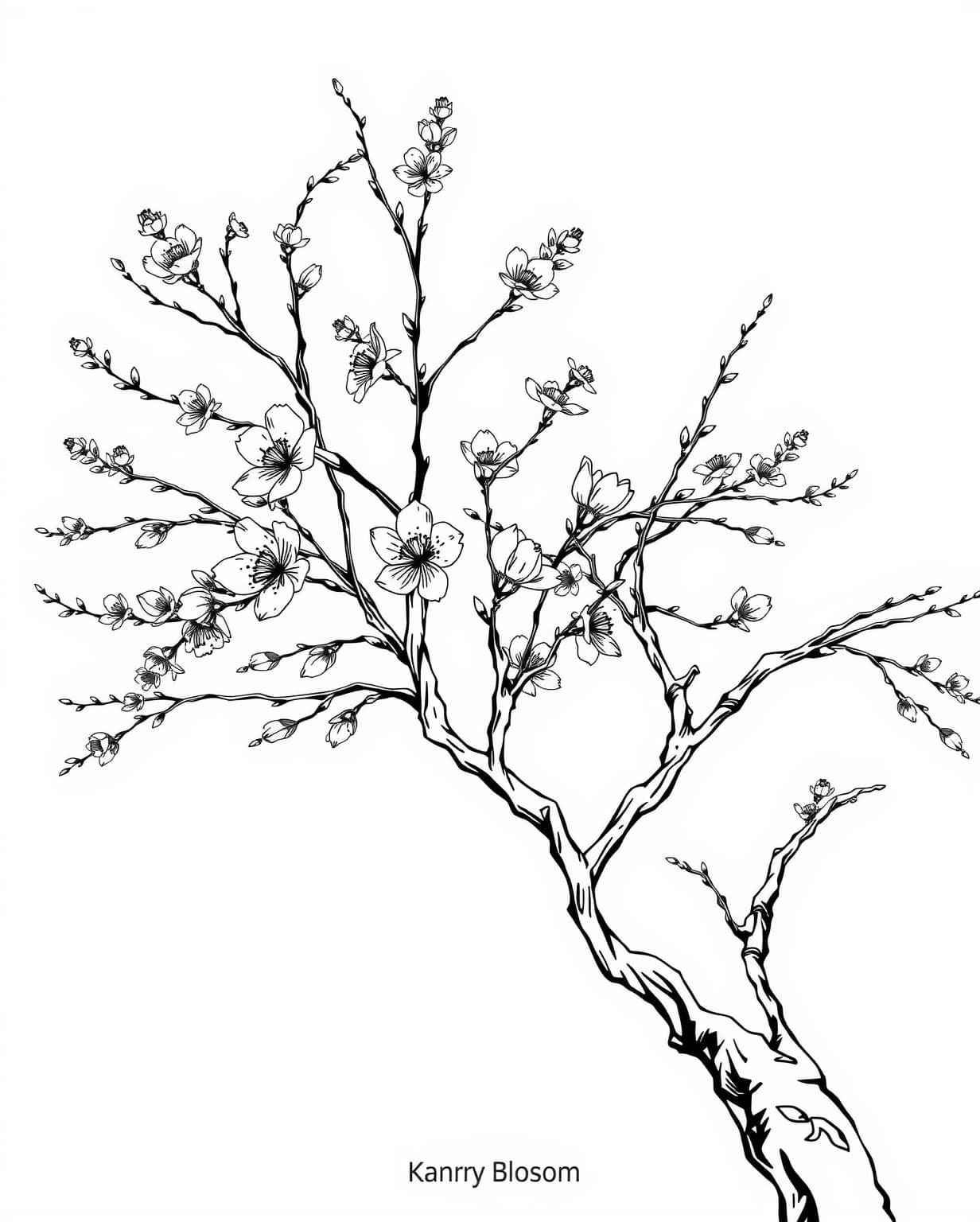 Cherry Blossom Tree Coloring Page