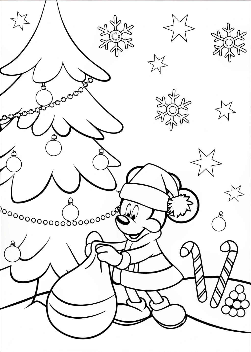 Christmas Mickey Coloring Page