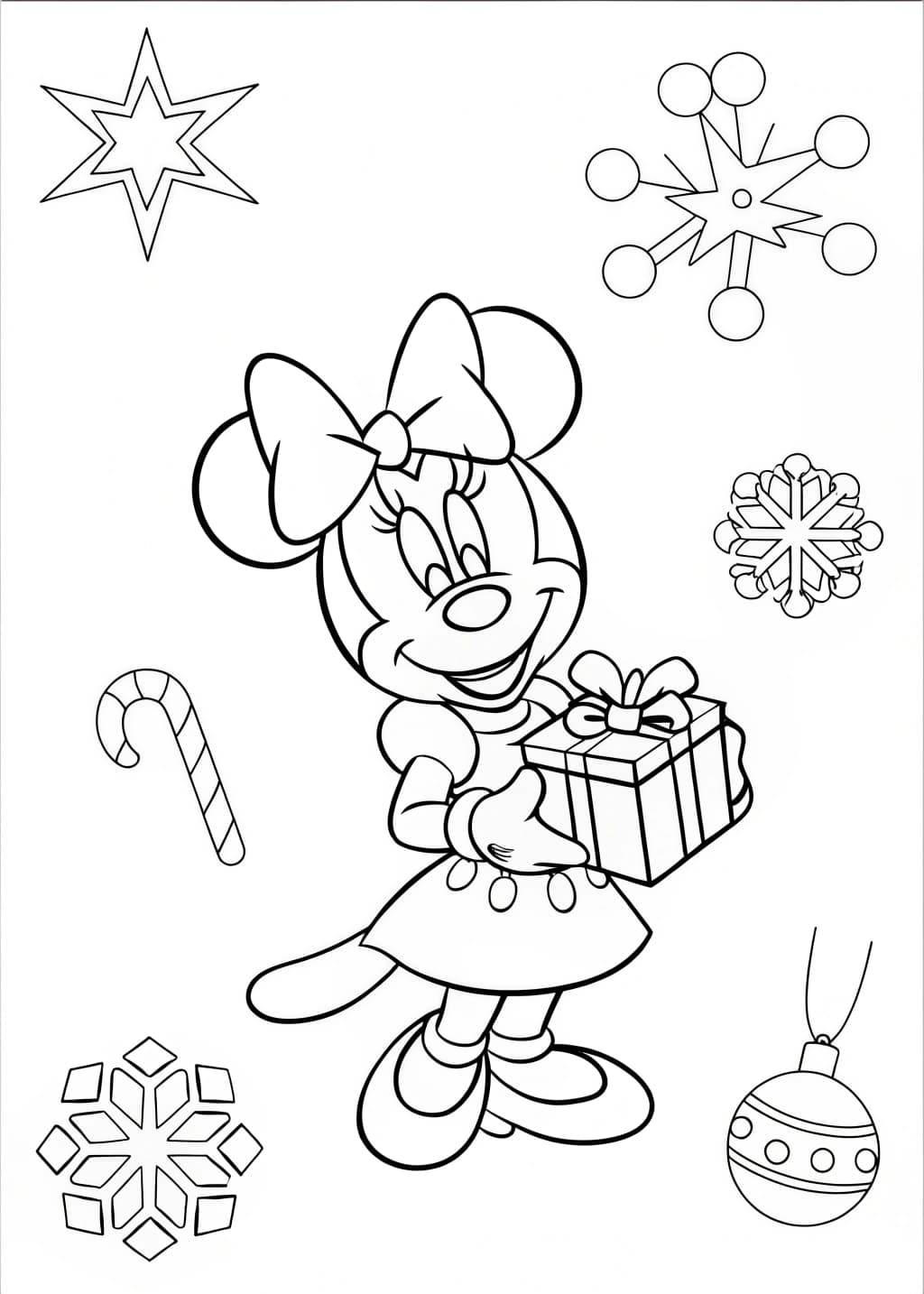 Christmas Minnie Mouse Coloring Page