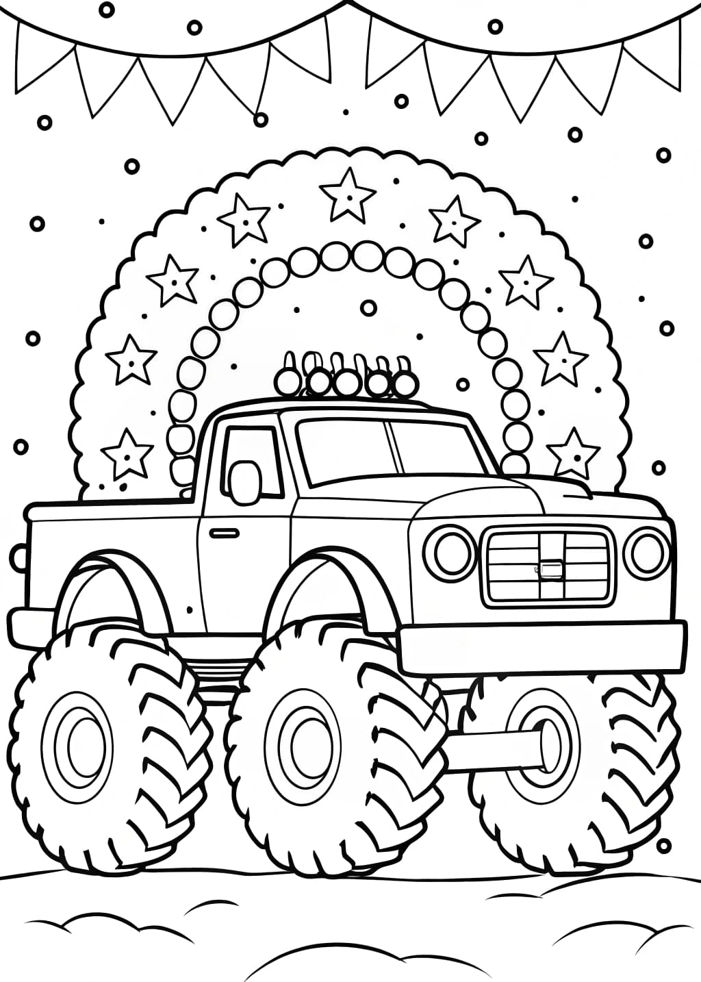 Christmas Monster Truck Coloring Page