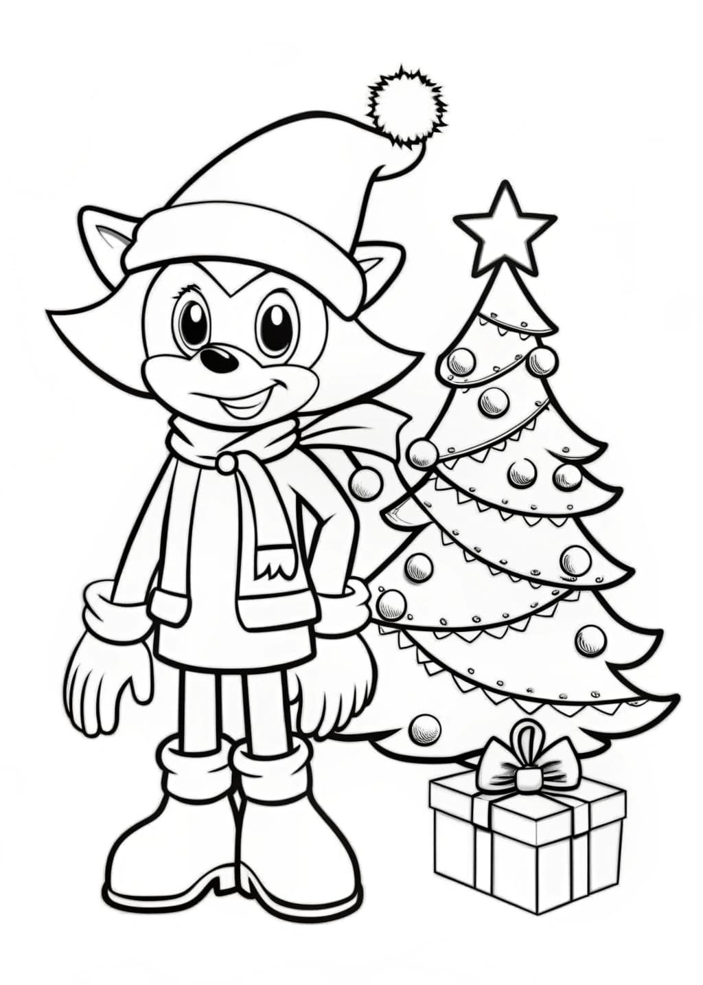 Christmas Sonic Coloring Page