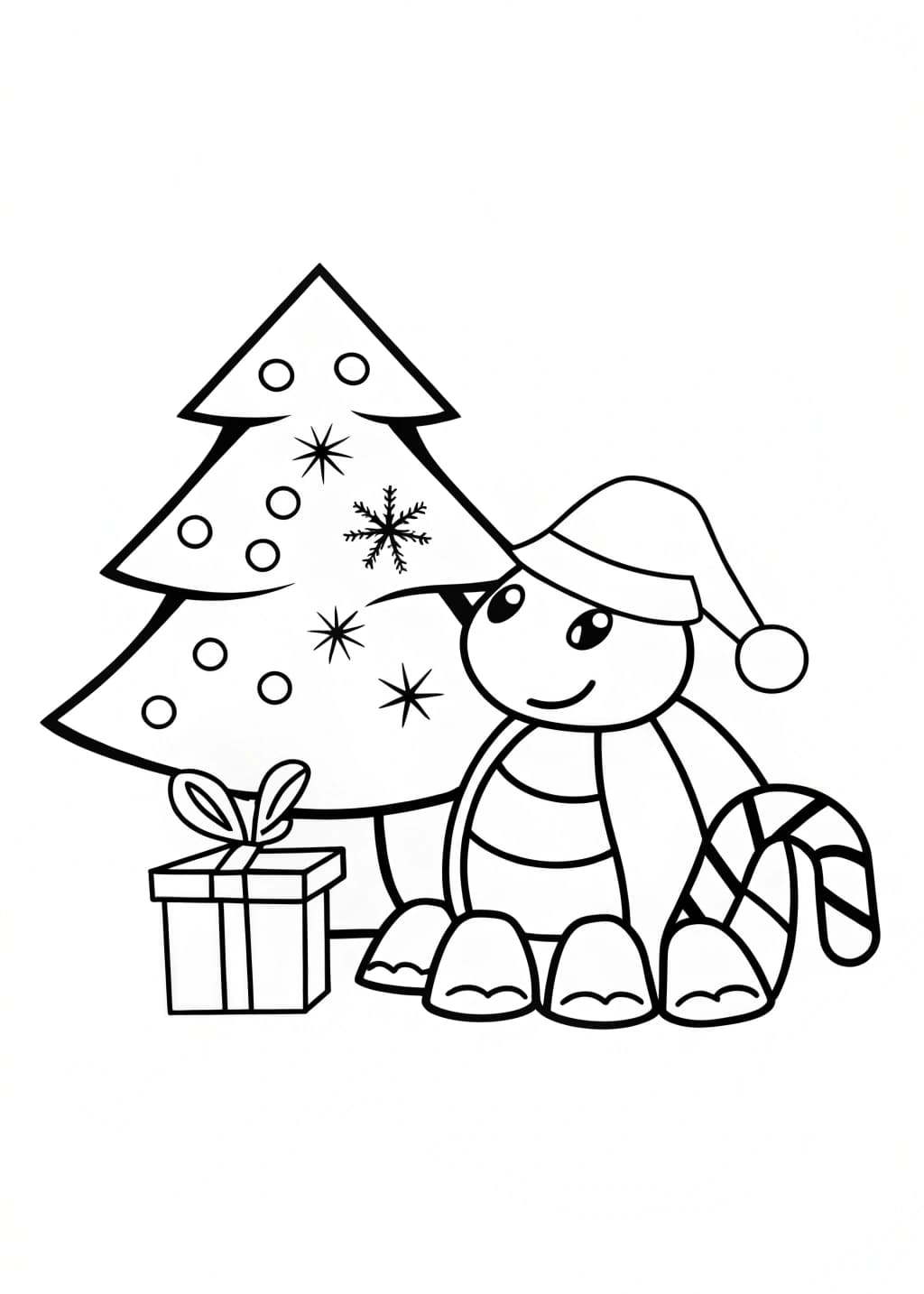 Christmas Turtle Coloring Page
