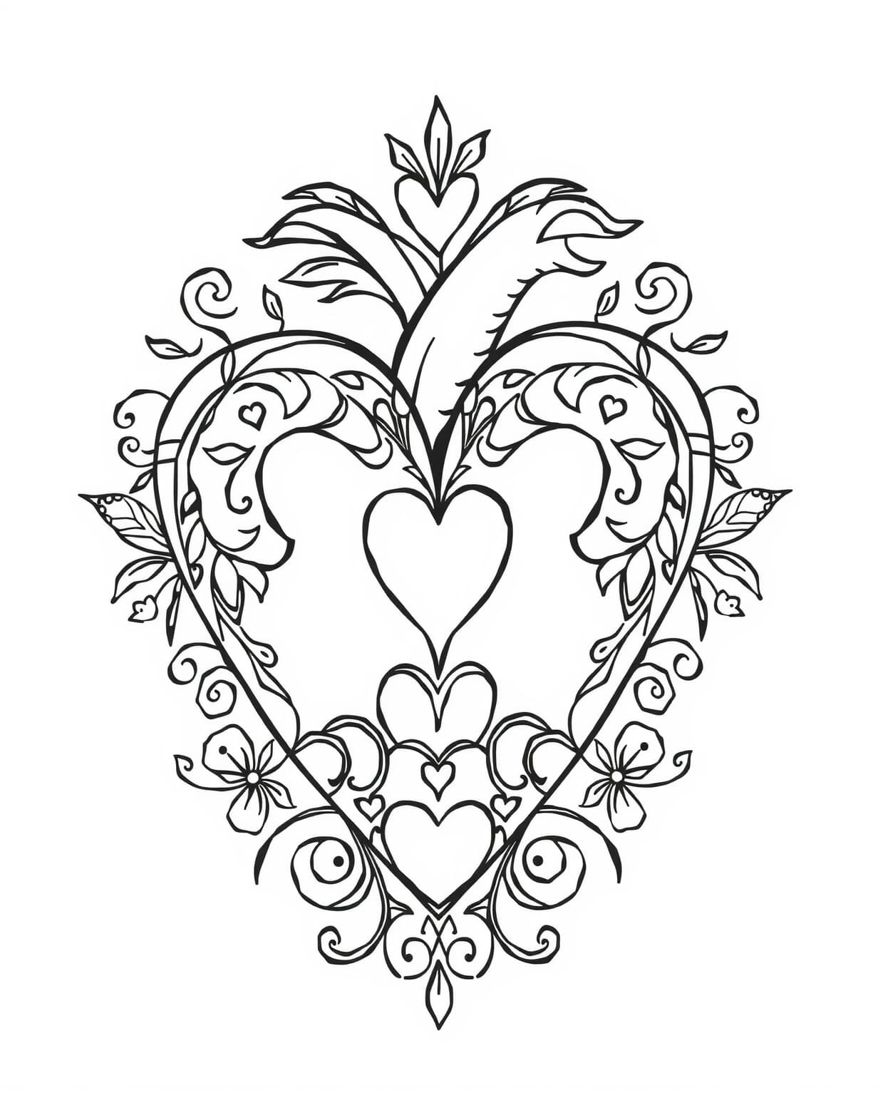 Classic Heart Coloring Page