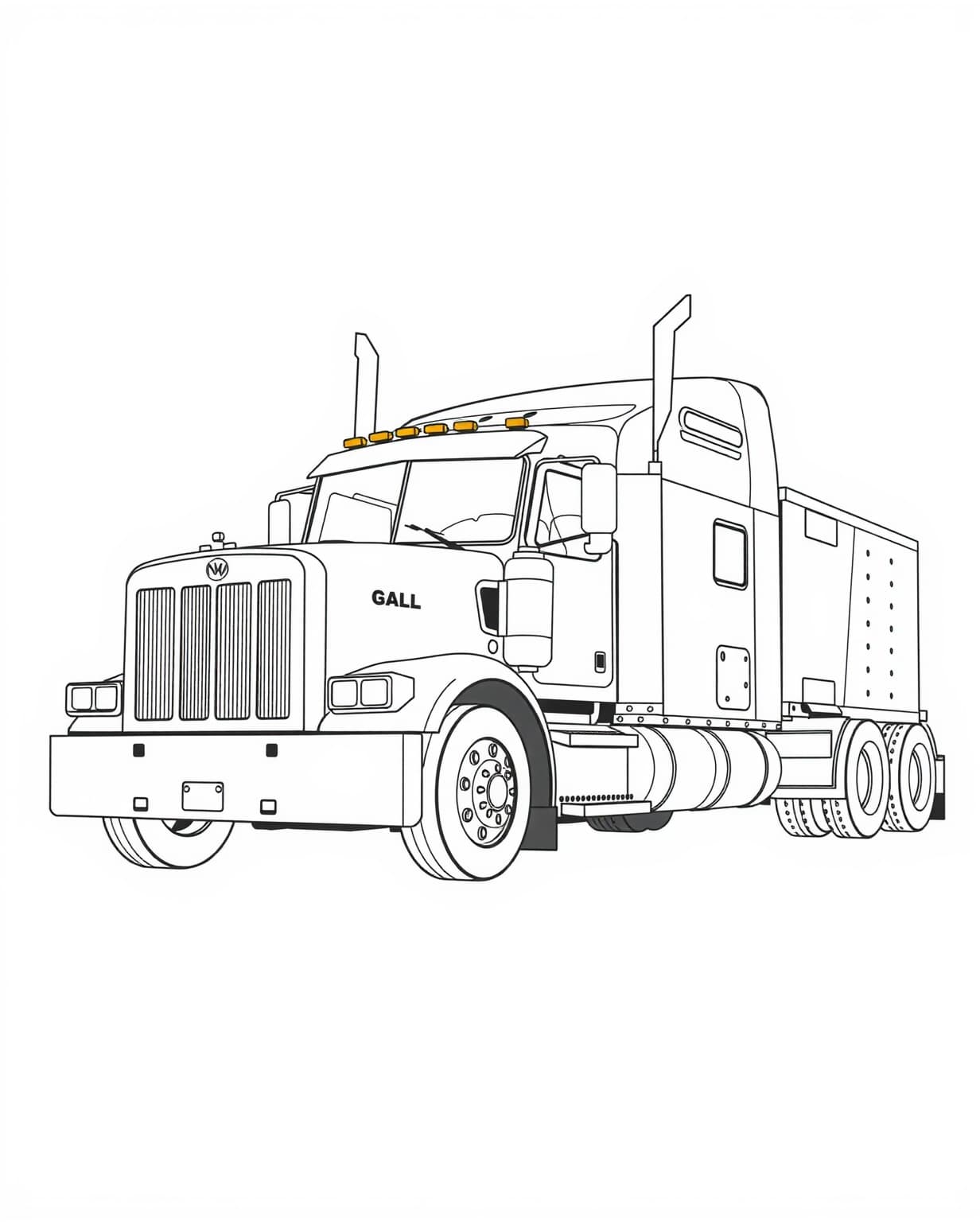Complete Semi Truck Coloring Page