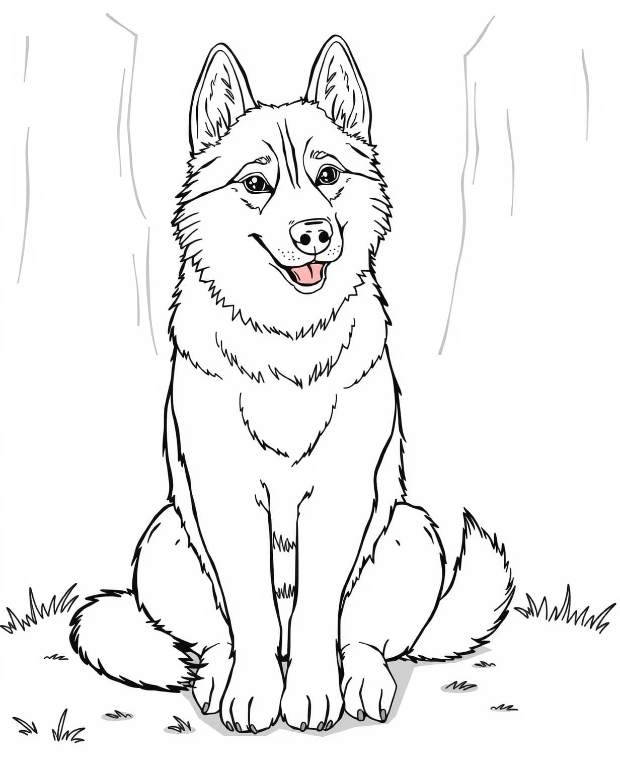 Cute Adult Husky Coloring Page