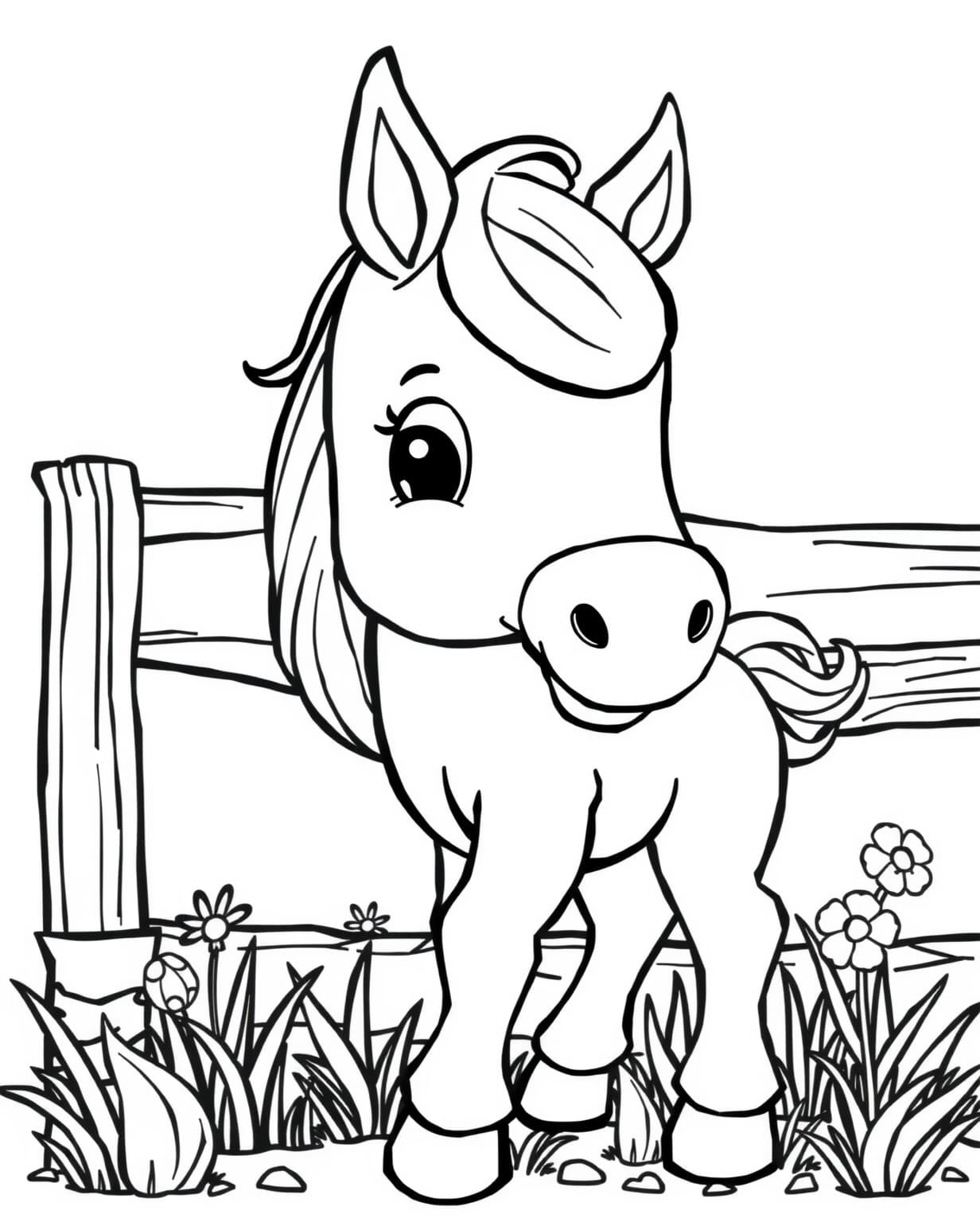 Cute Baby Horse Coloring Page