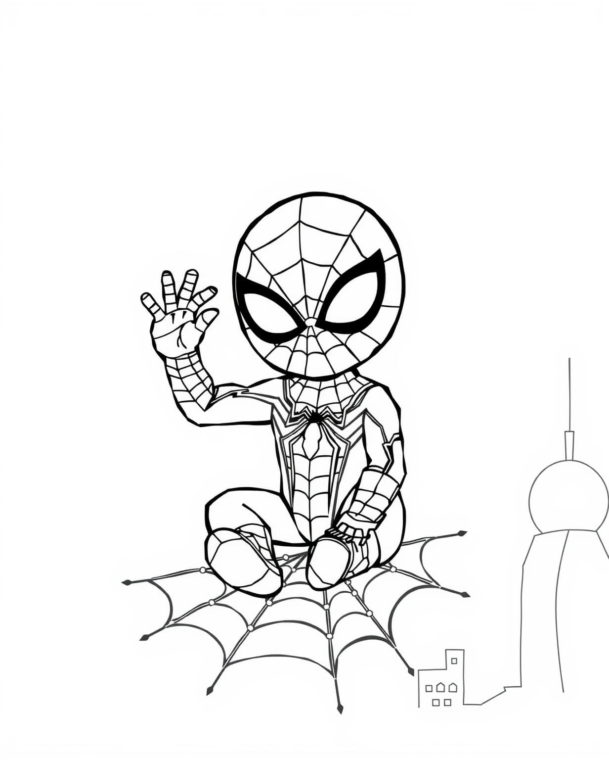 Cute Baby Spiderman Coloring Page