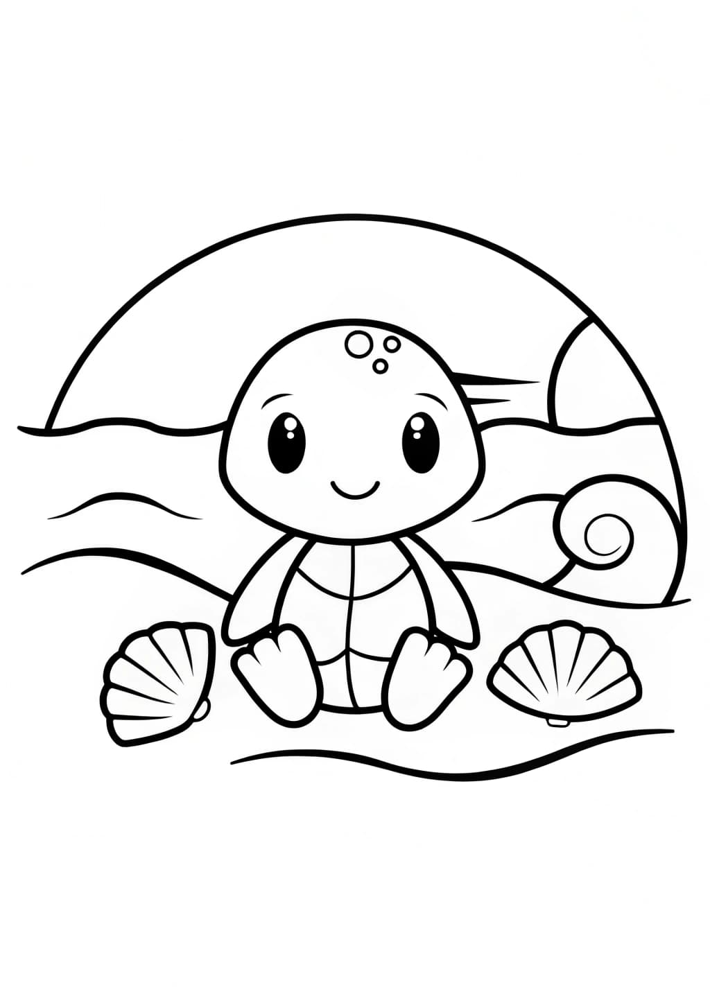 Cute Baby Turtle Coloring Page