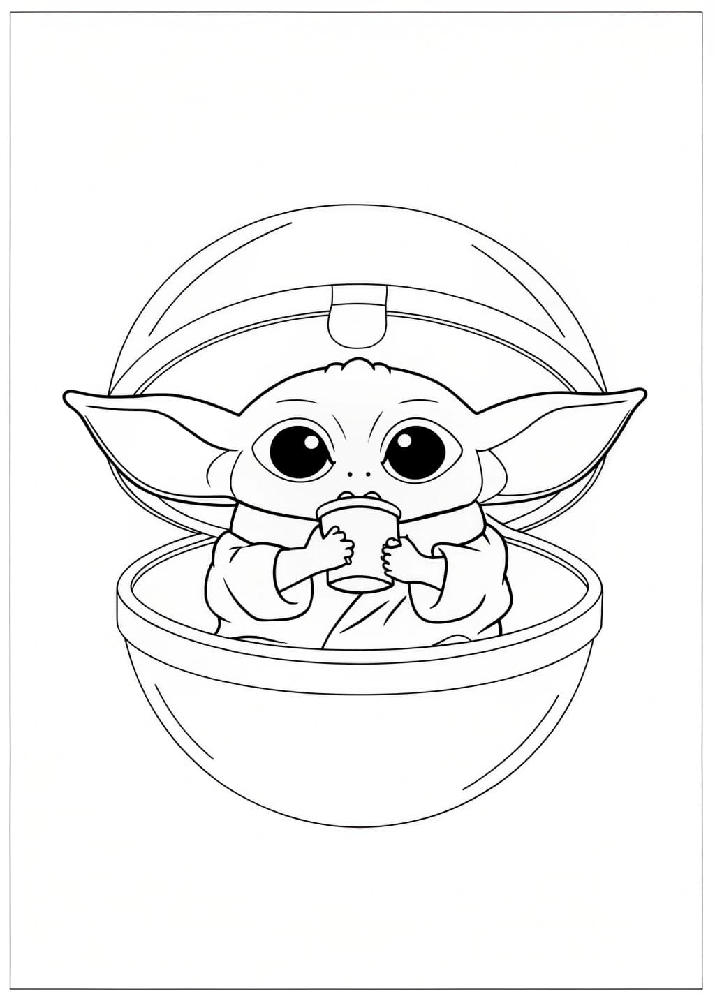 Cute Baby Yoda Coloring Page