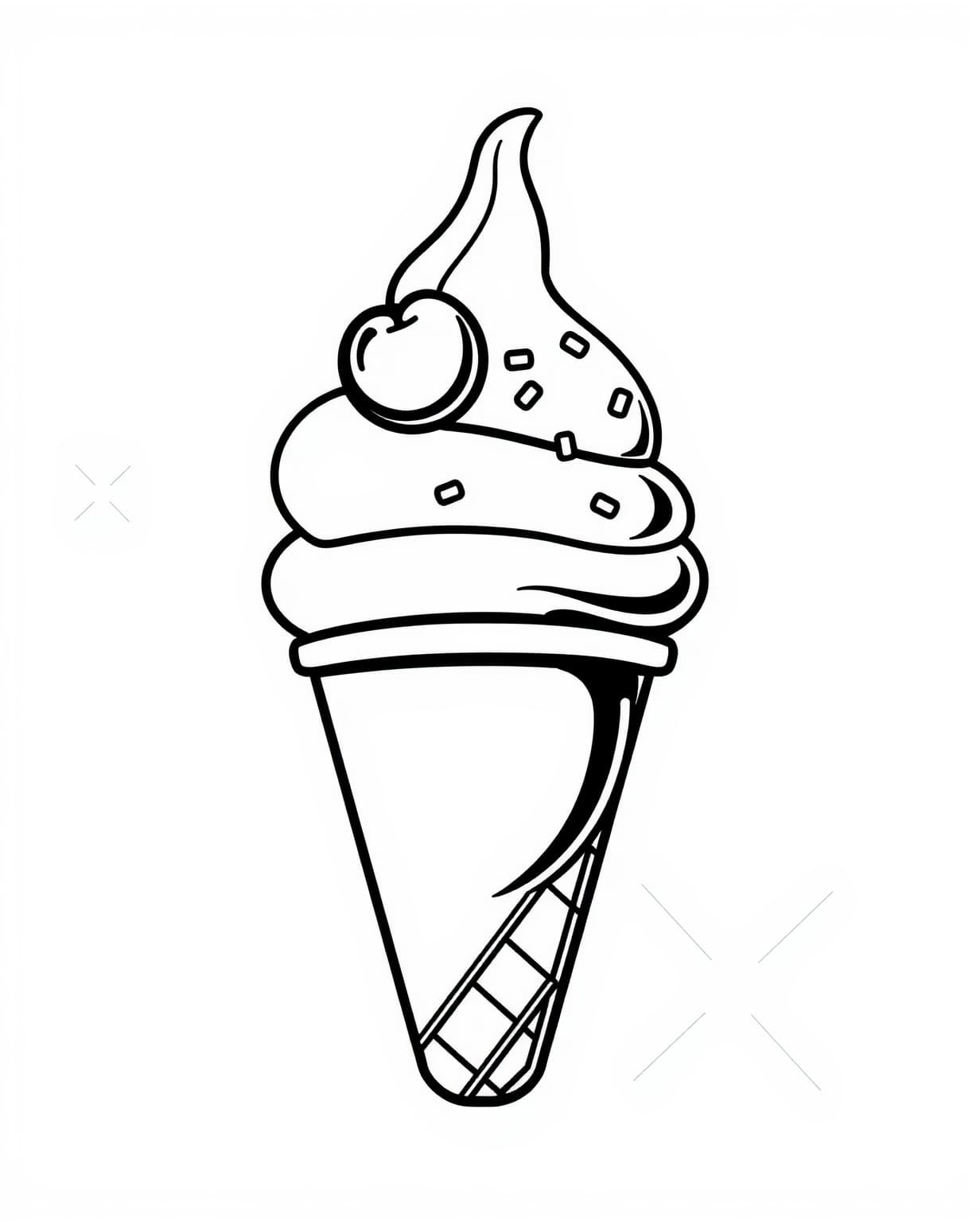 Cute Easy Ice Cream Coloring Page