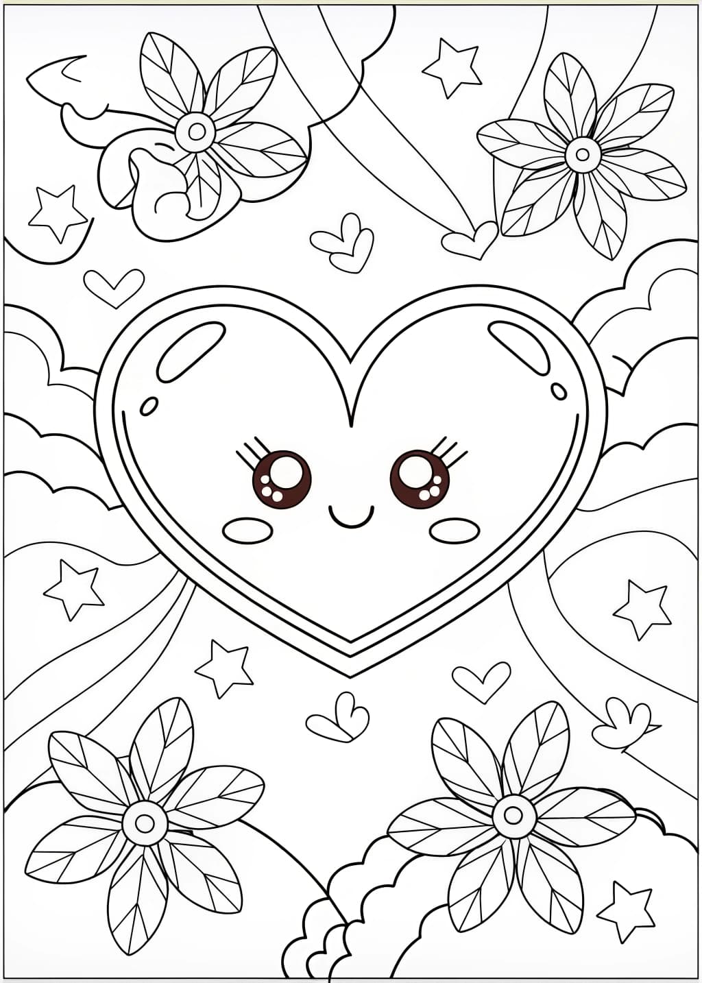 Cute Heart Coloring Page