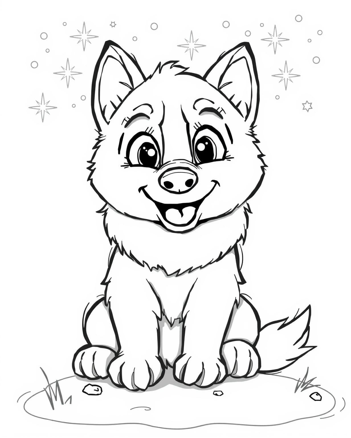 Cute Husky Coloring Page