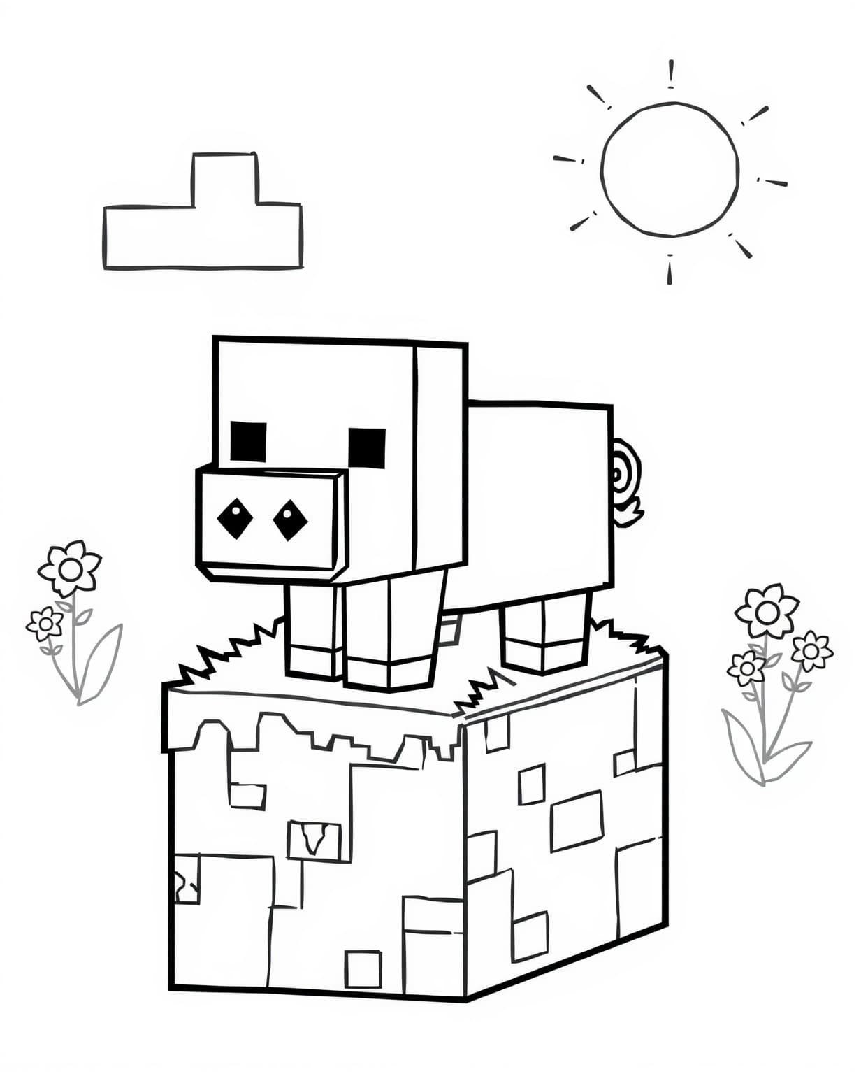 Cute Minecraft Coloring Page