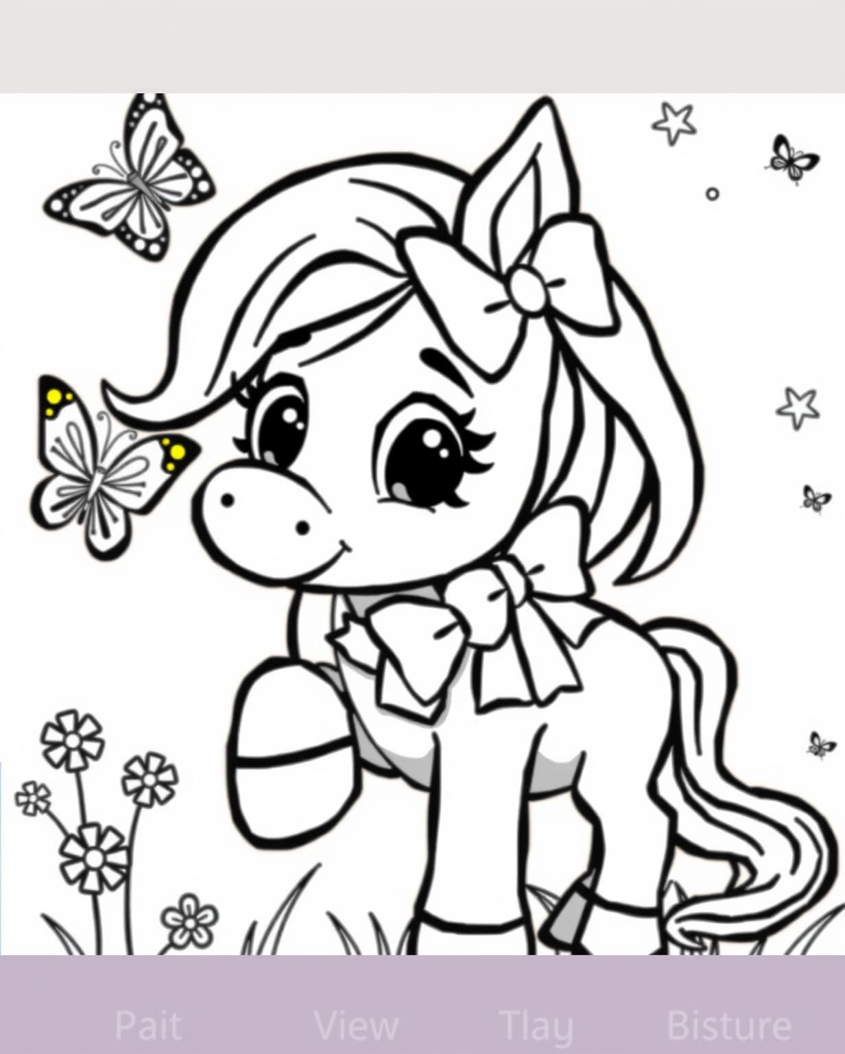 Cute Pony With A Bow Coloring Page