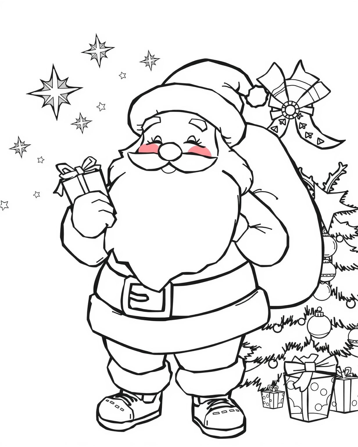 Cute Santa Coloring Page