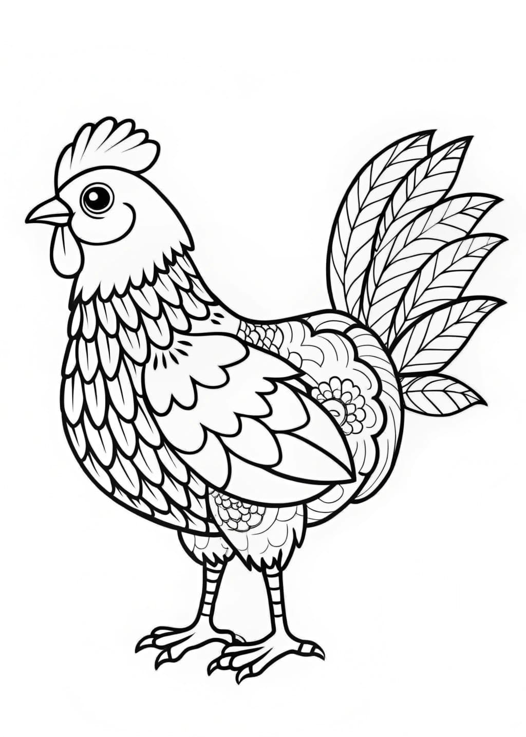 Detailed Chicken Coloring Page