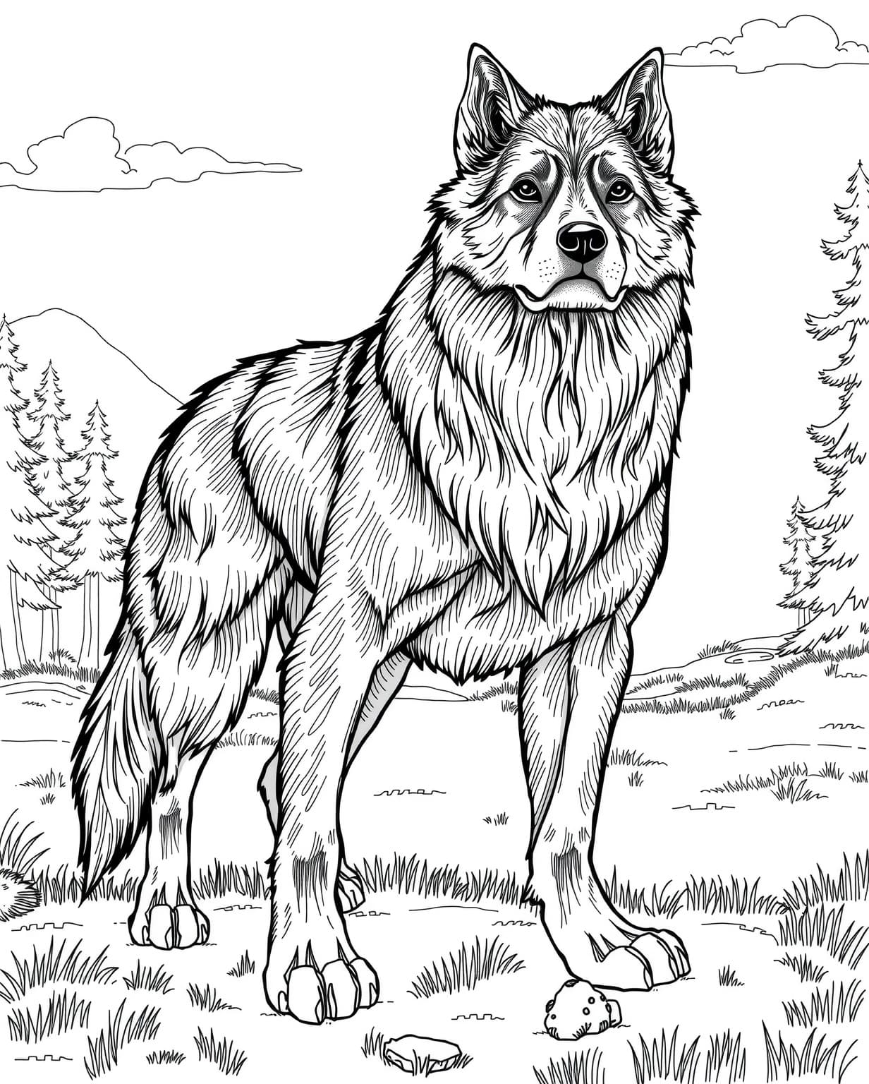 Detailed Dog Coloring Page