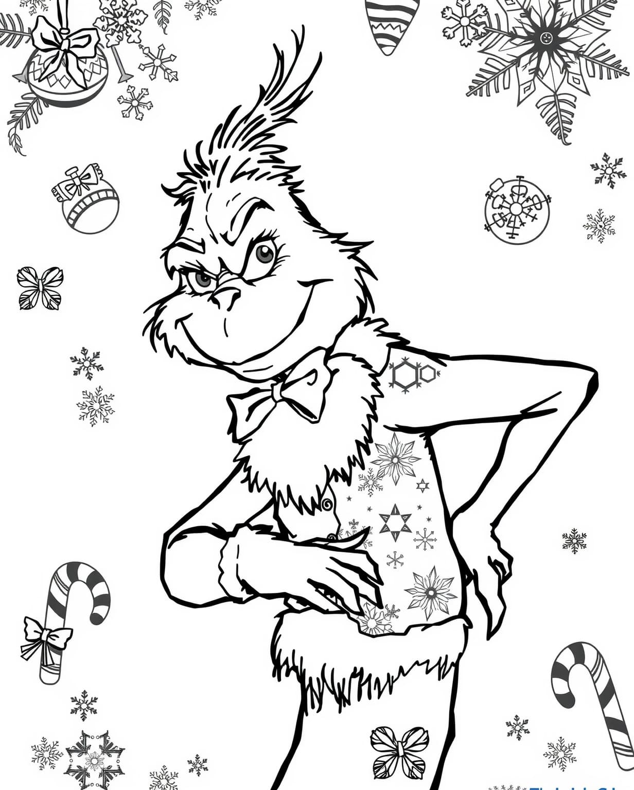 Detailed Grinch Adult Coloring Page