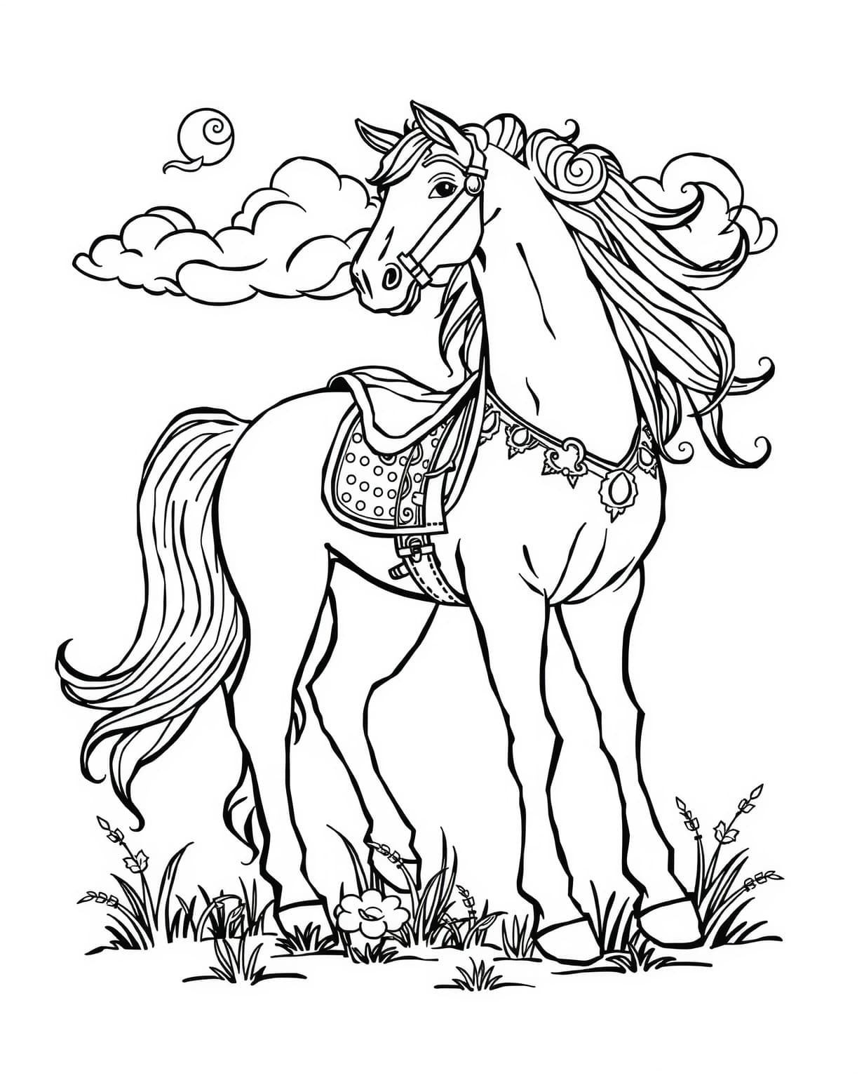 Detailed Horse Coloring Page