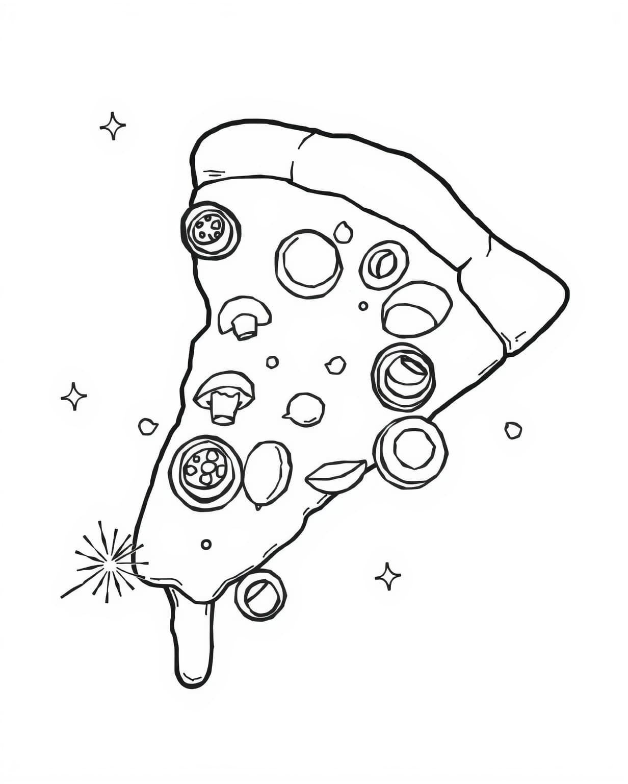 Detailed Pizza Slice Coloring Page