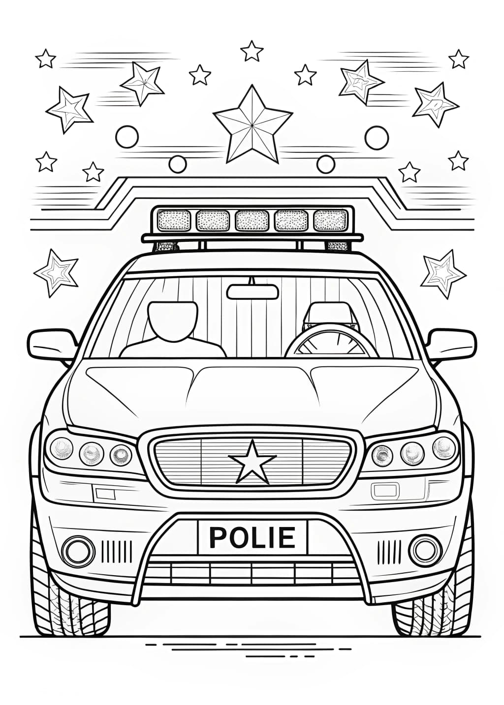 Detailed Police Car Coloring Page
