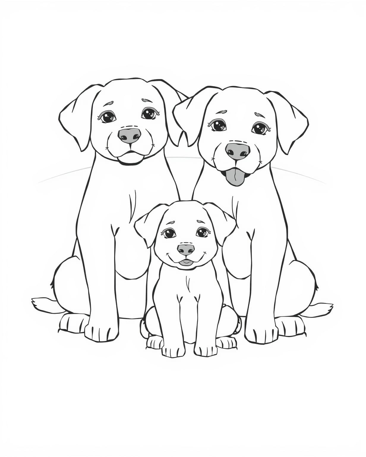 Dog Family Coloring Page