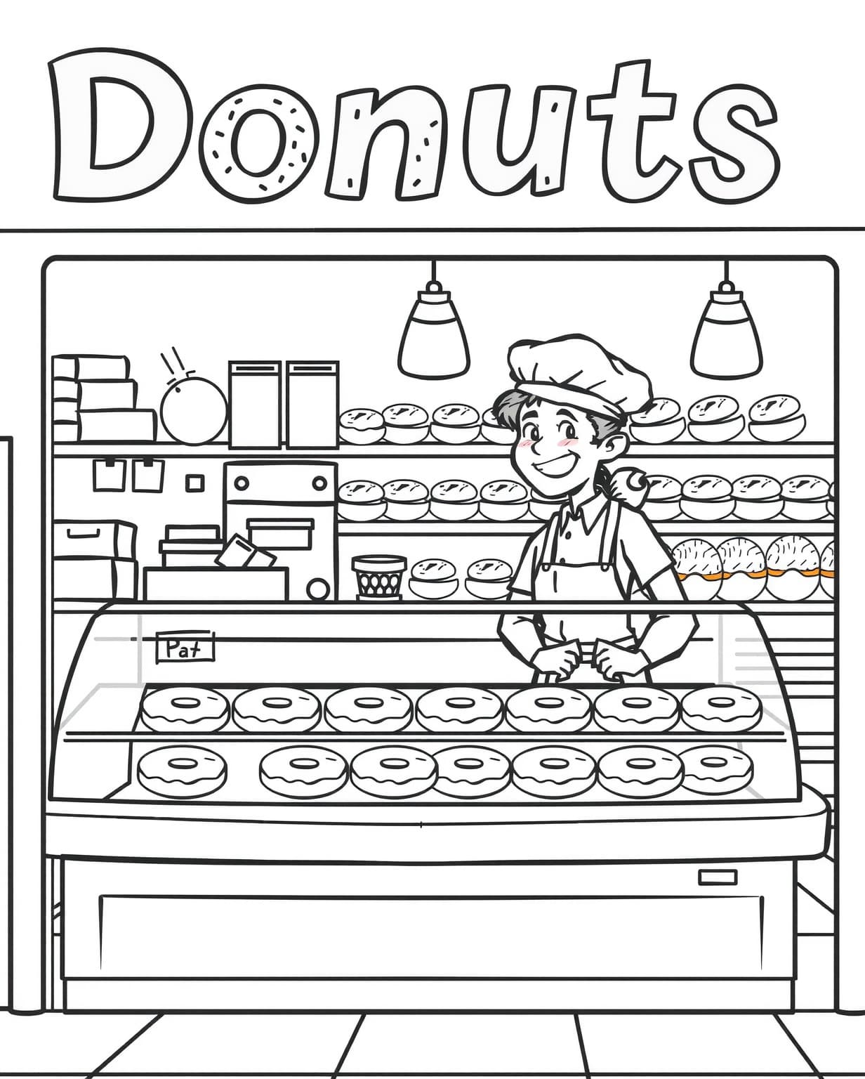 Donut Shop Scene Coloring Page