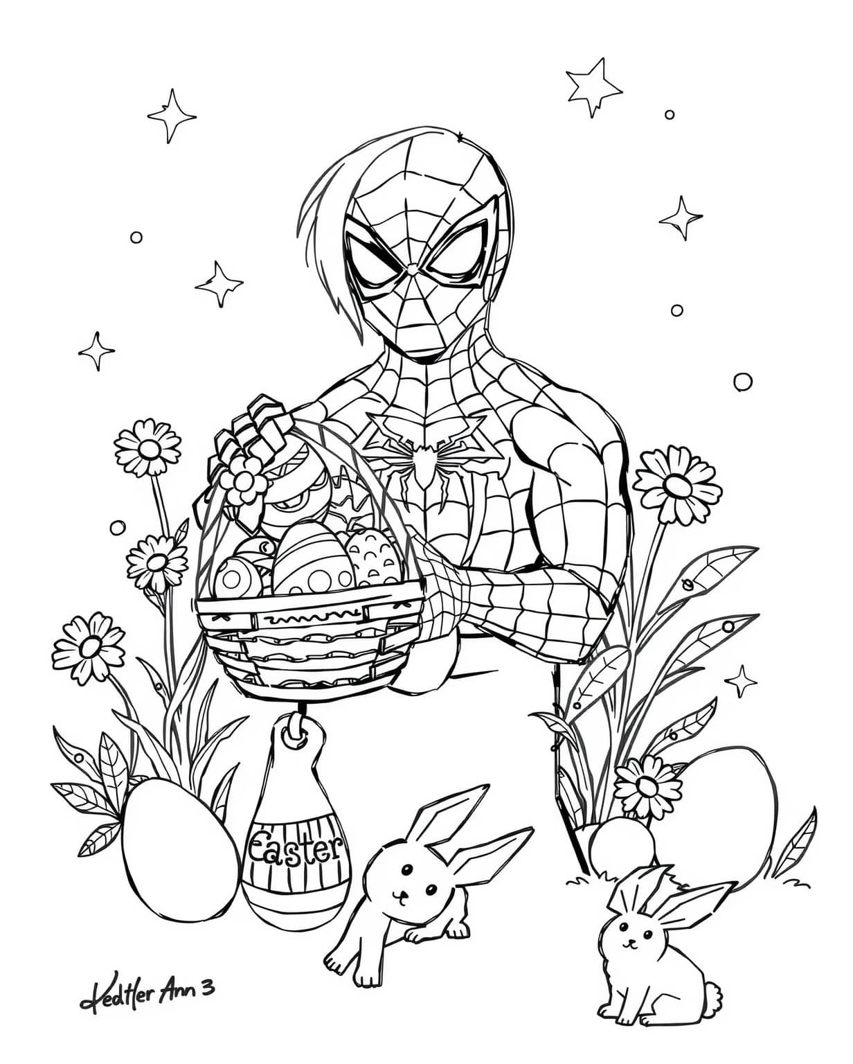 Easter Spider-Man Coloring Page