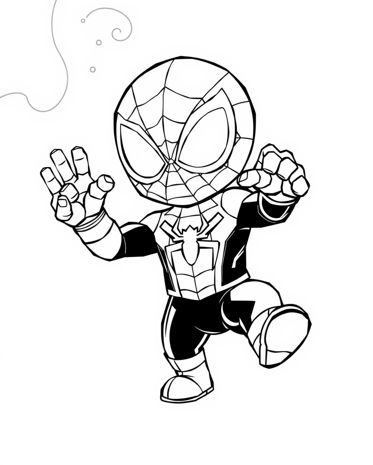 Easy Baby Spiderman Coloring Page