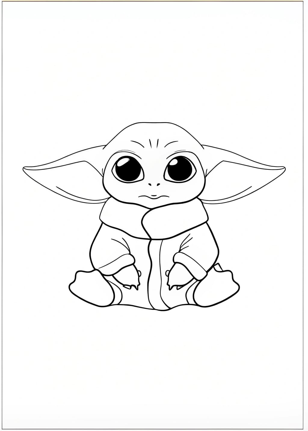 Easy Baby Yoda Coloring Page