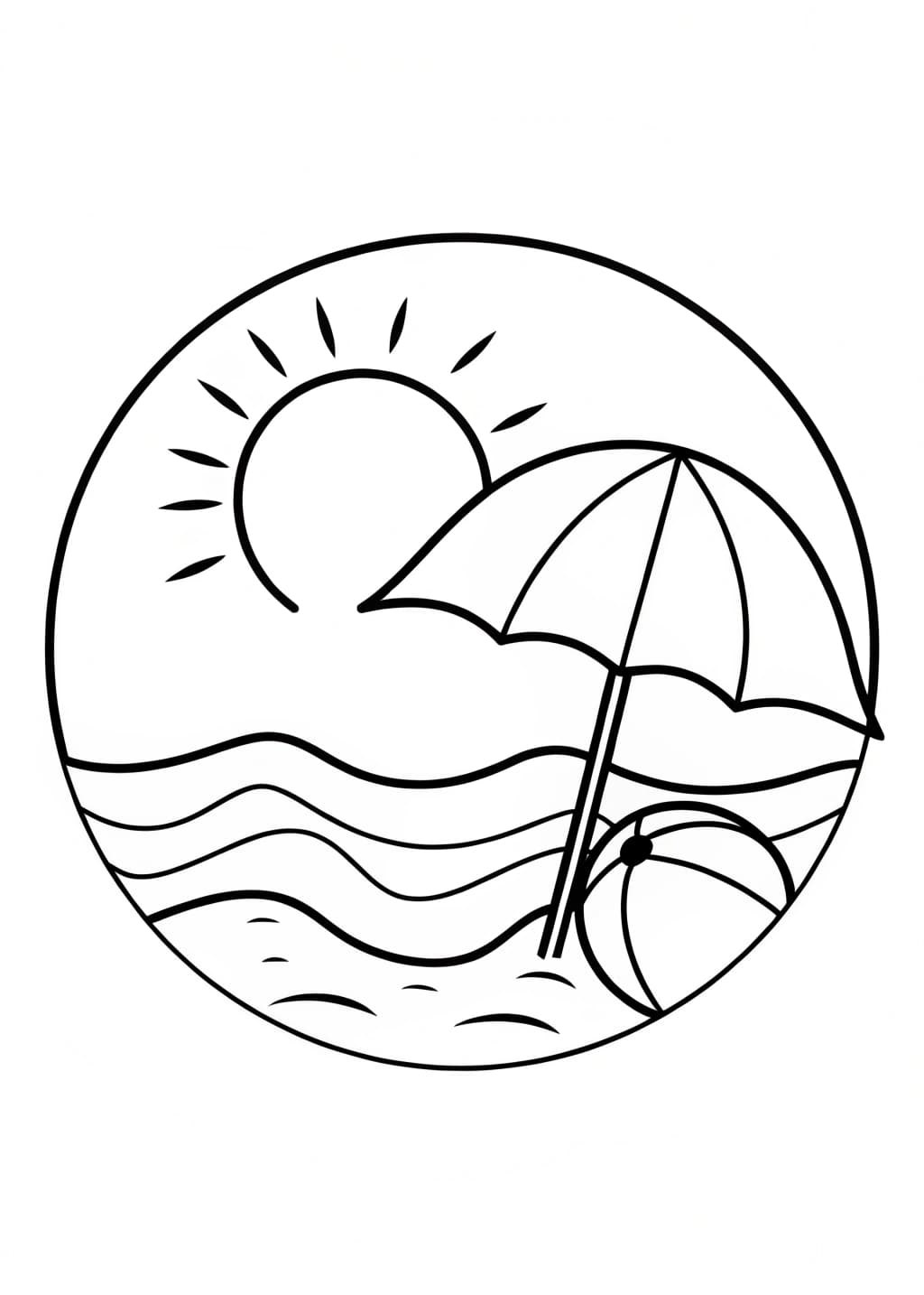 Easy Beach Coloring Page
