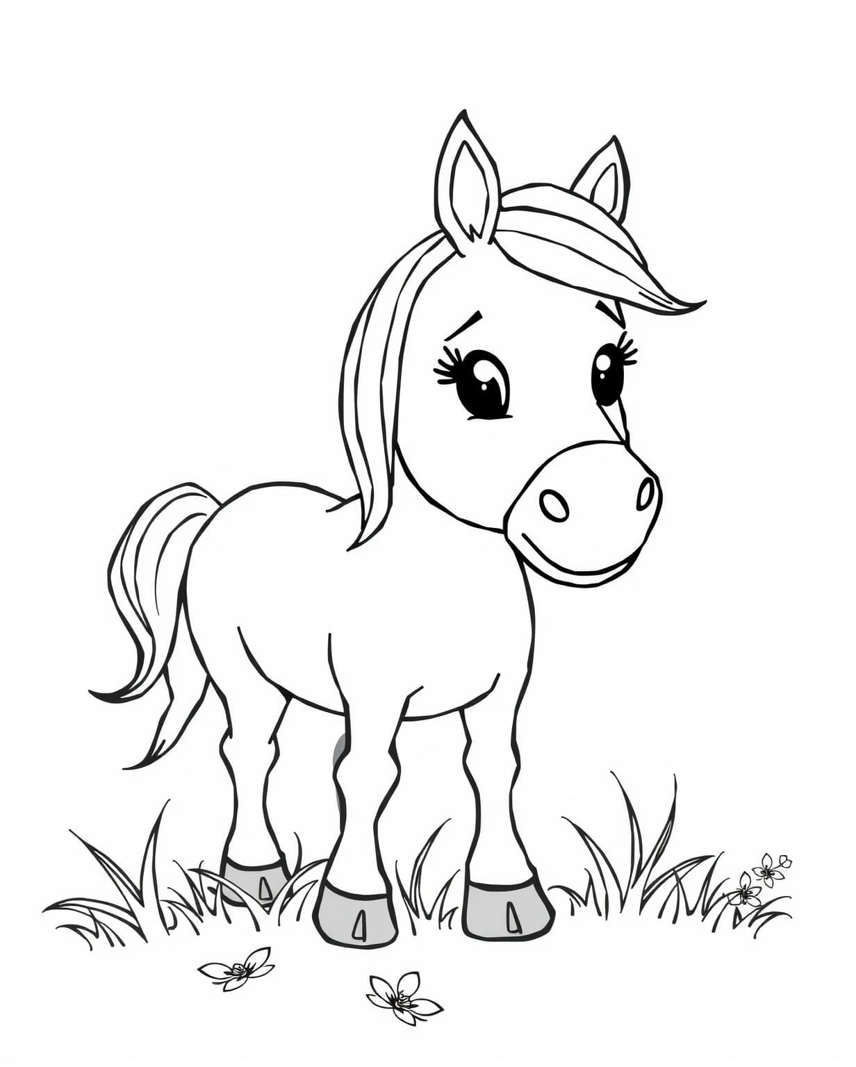Easy Cute Horse Coloring Page
