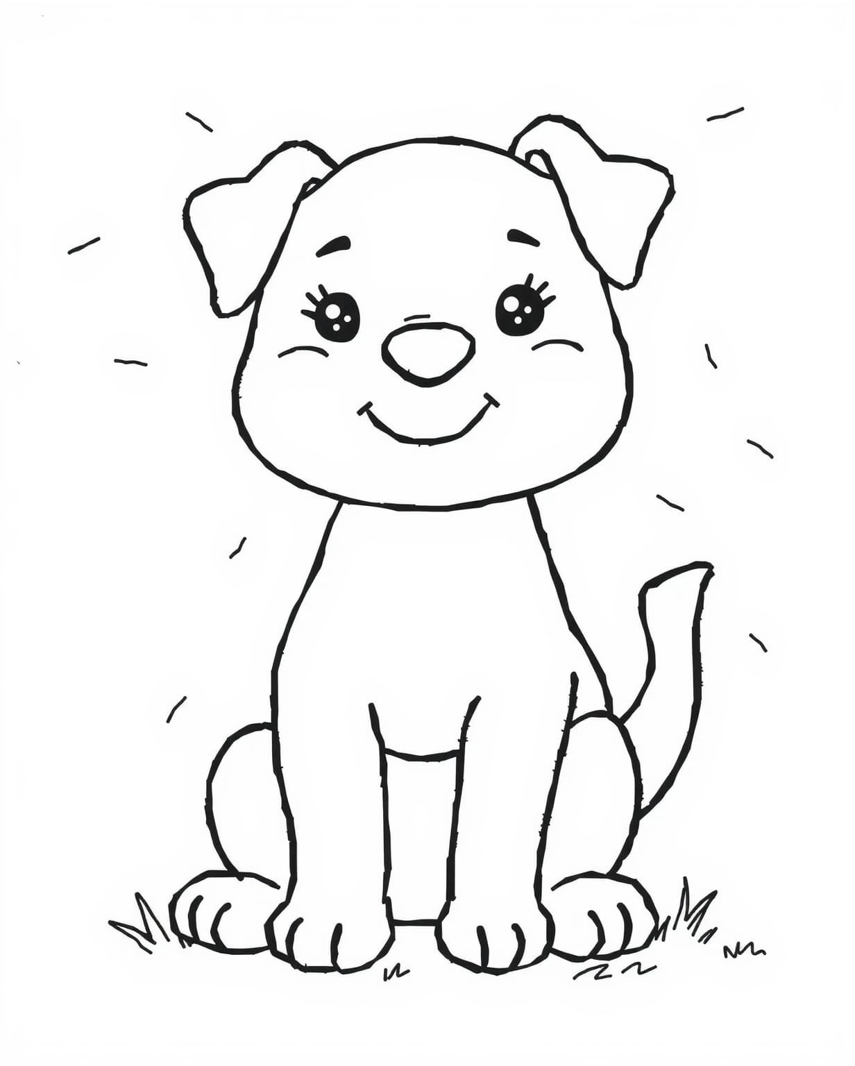 Easy Dog Coloring Page