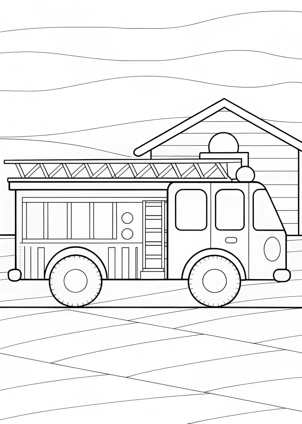 Easy Fire Truck Coloring Page