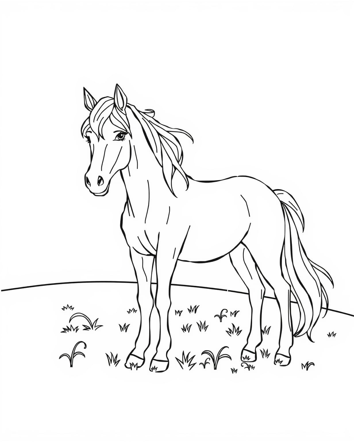 Easy Horse Coloring Page