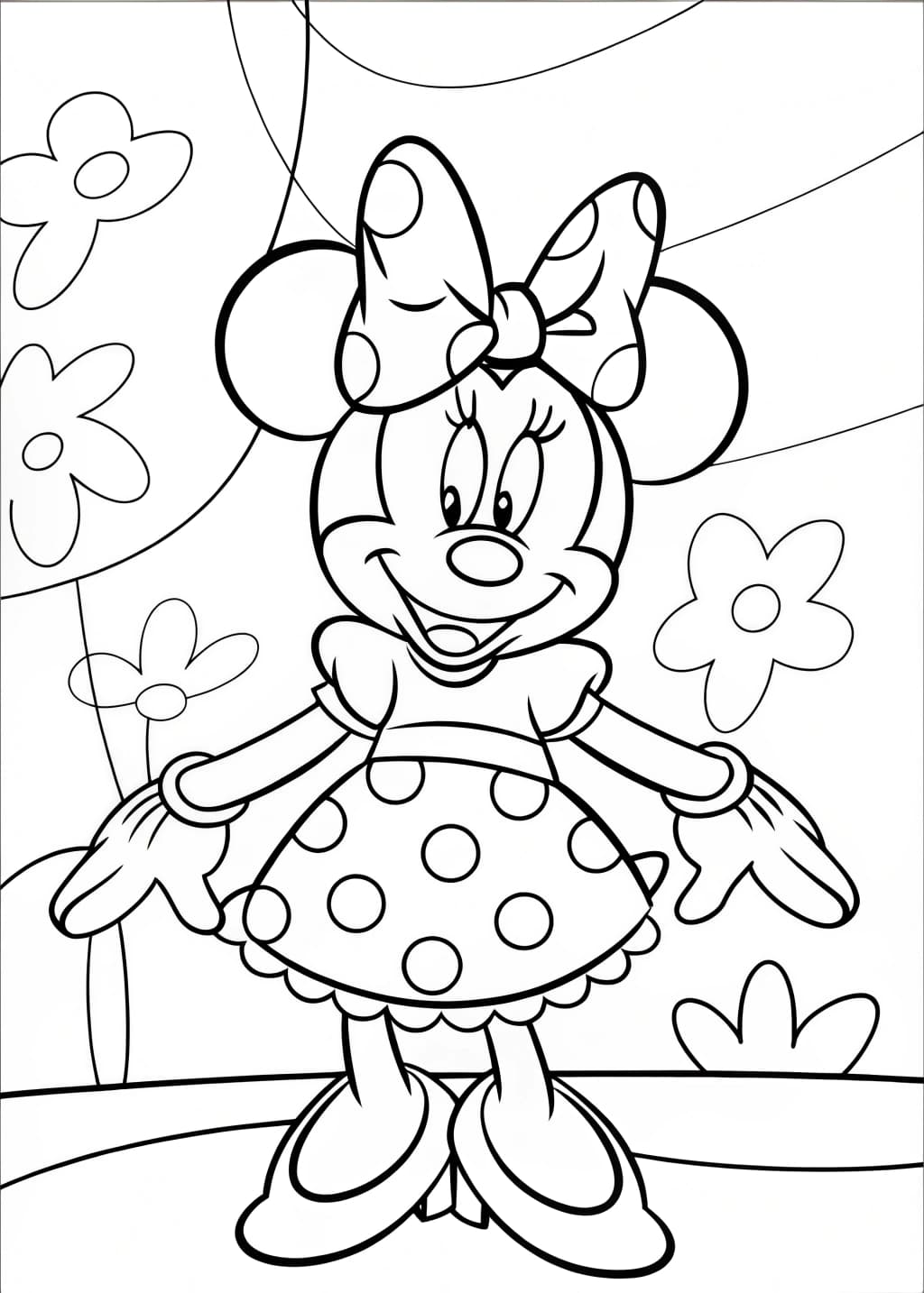 Easy Minnie Mouse Coloring Page