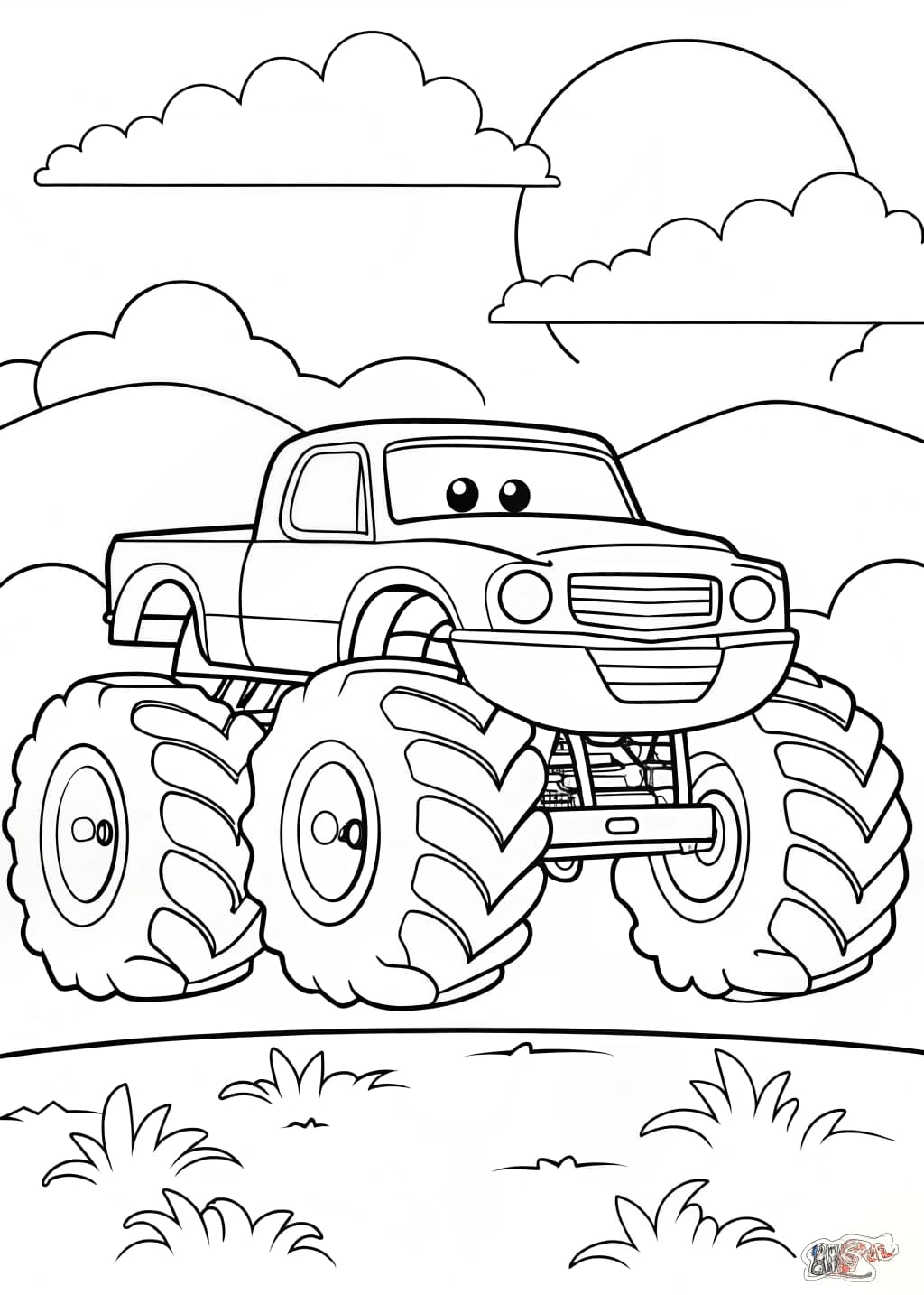 Easy Monster Truck Coloring Page