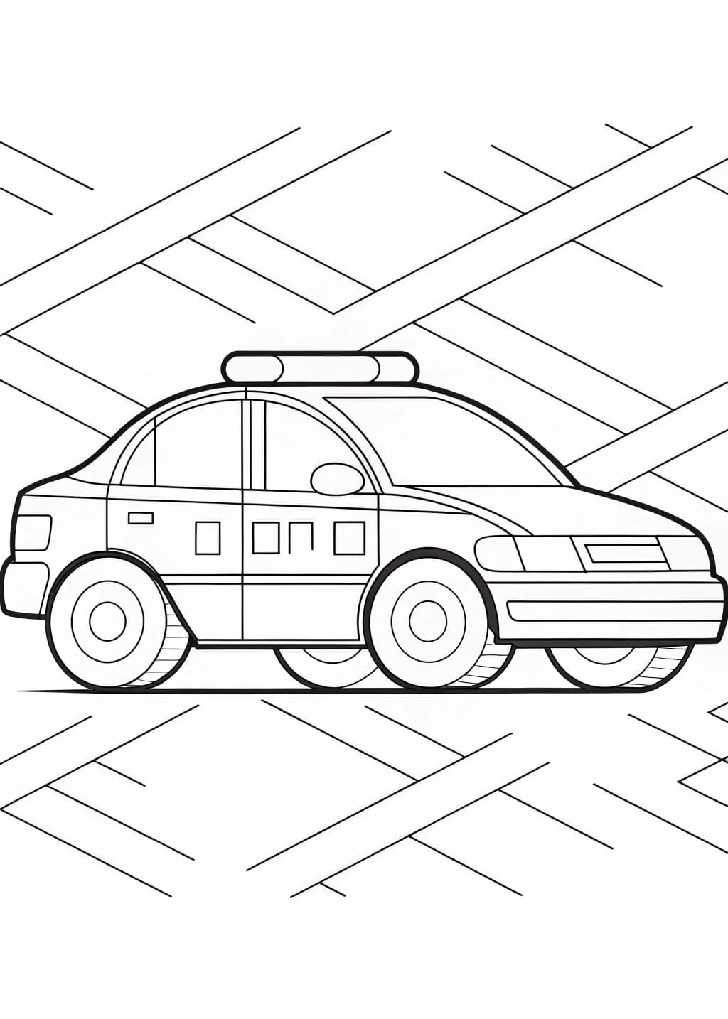Easy Police Car Coloring Page
