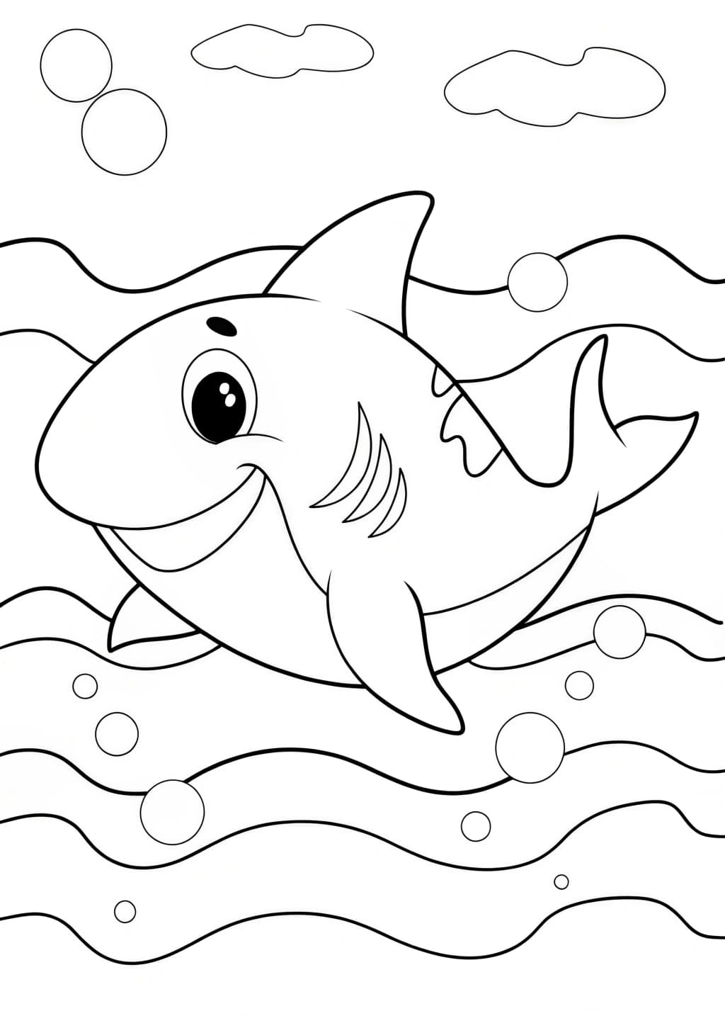 Easy Shark Coloring Page