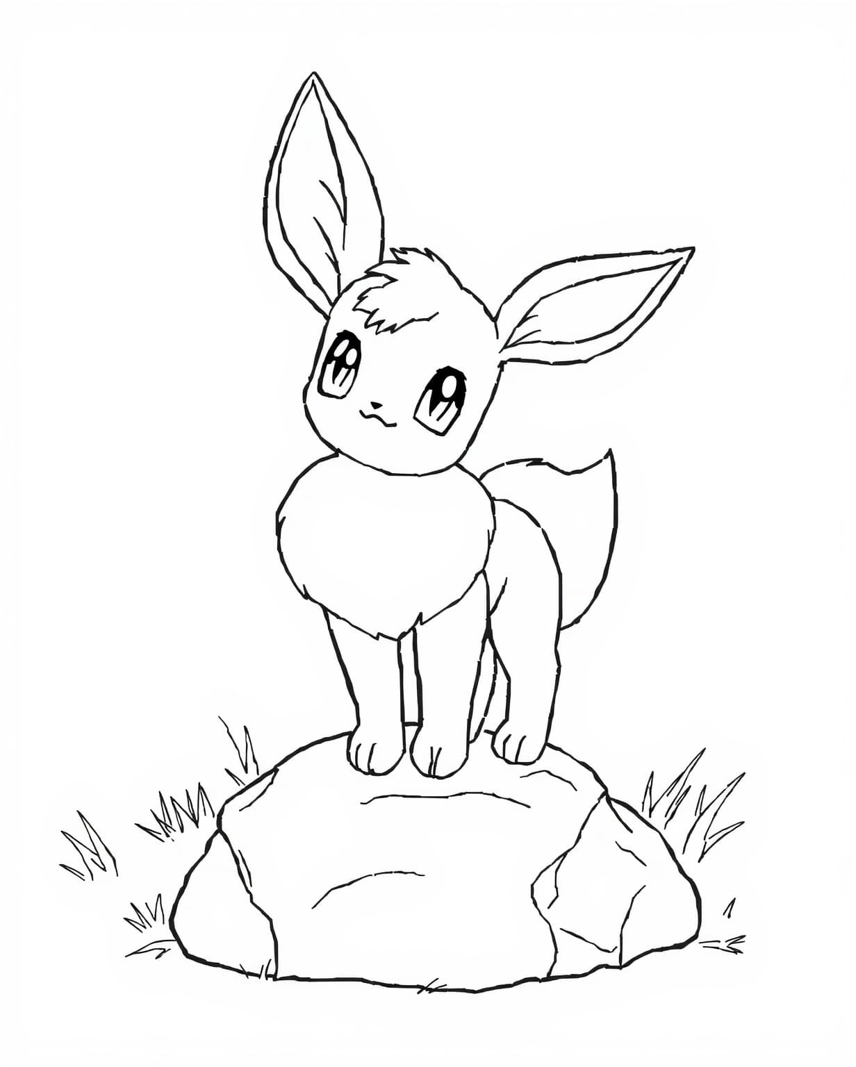 Eevee’s Curious Look Coloring Page