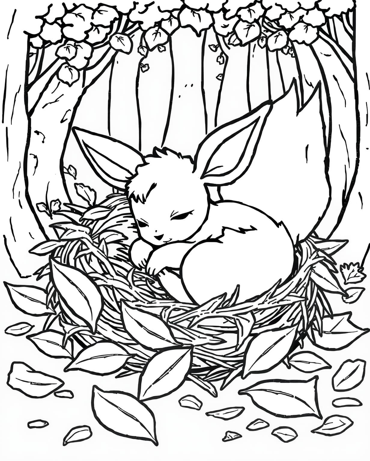Eevee Sleeping Peacefully Coloring Page