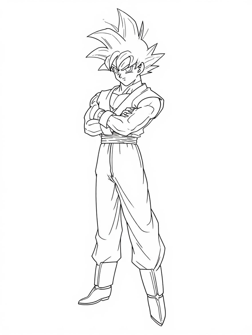 Elegant Goku In Suit Coloring Page