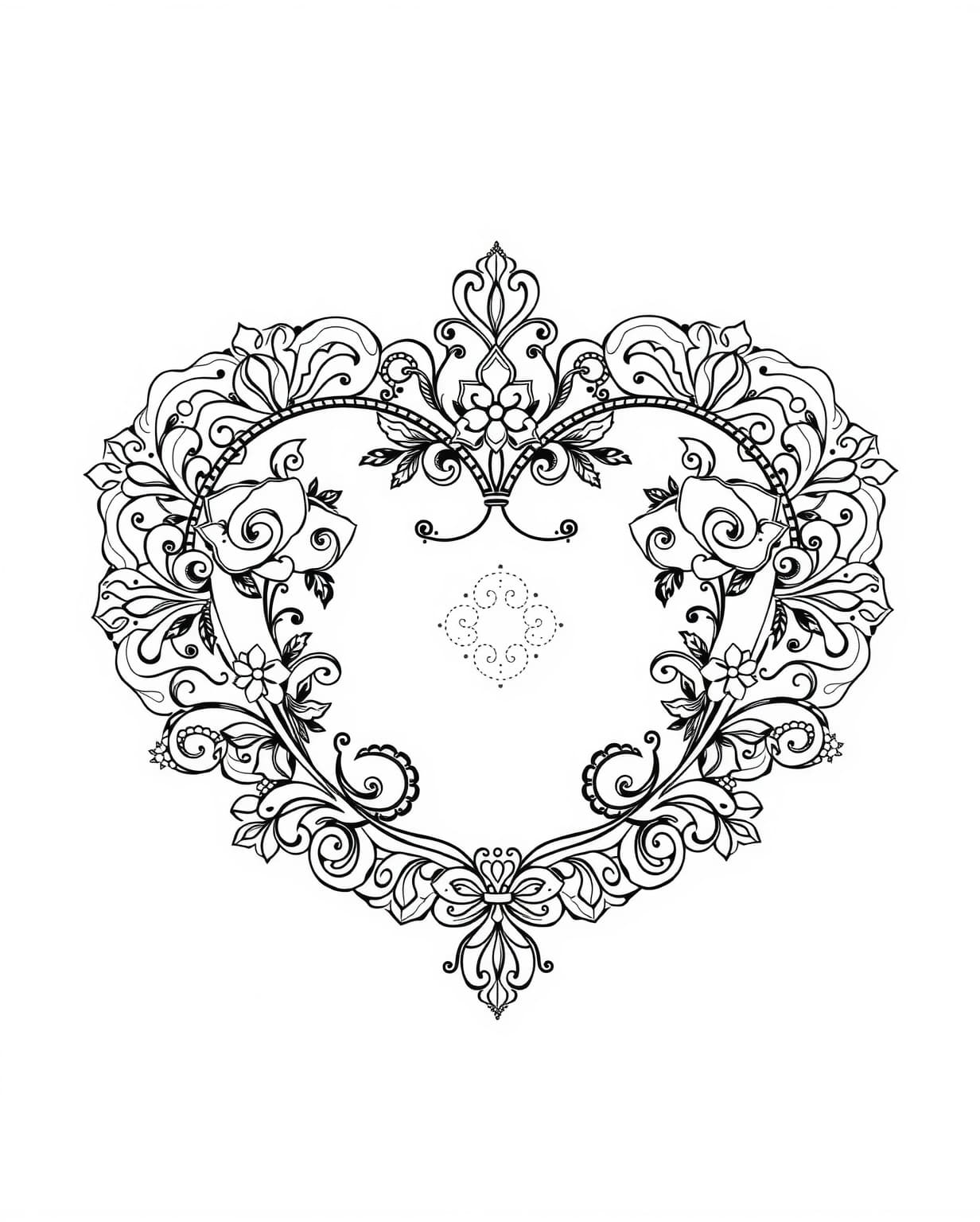 Elegant Lace Heart Coloring Page