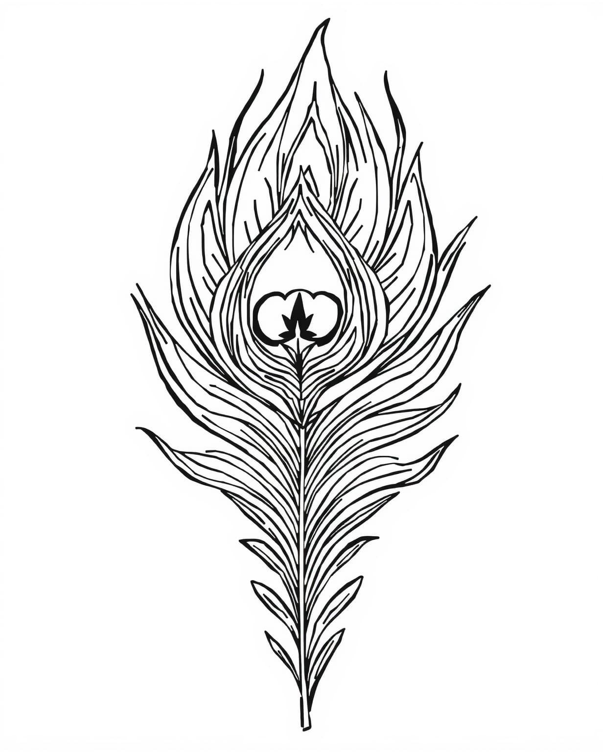 Elegant Peacock Feather Coloring Page