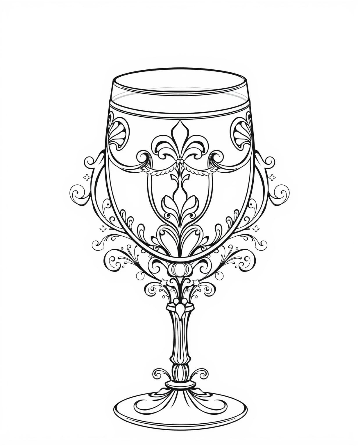 Elegant Wine Glass Coloring Page