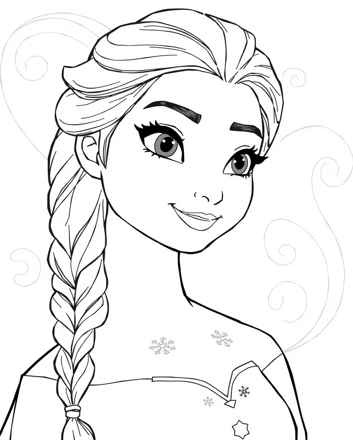 Elsa’s Confident Portrait Coloring Page